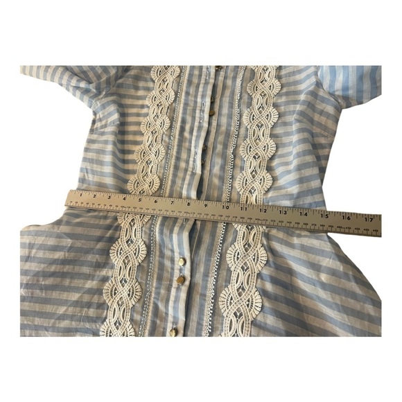 Keepsake The Label Blue Stripe Bow Balloon Sleeve Mini Dress XS - Picture 13 of 15